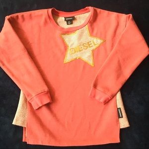 Girls Diesel pink sweatshirt with gold star.